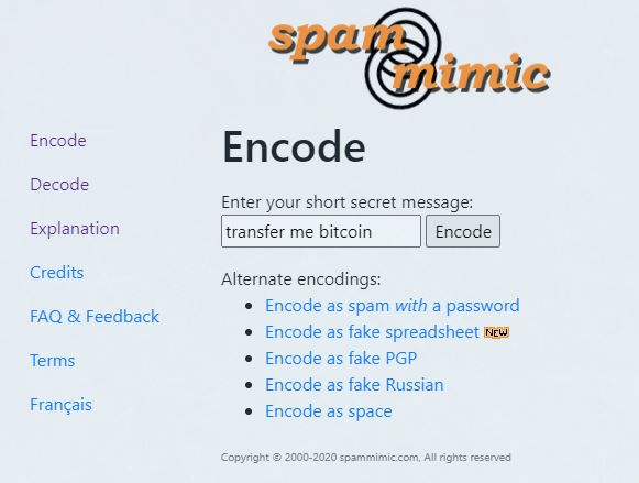 encoding the message